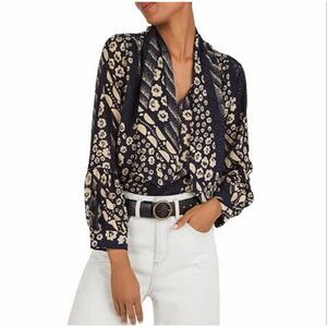 Ba&sh Otello Blouse in Bleu Nuit Print 0